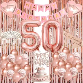 Ygsepcc 743352445715 50th Birthday Decorations For Women Crown And Sash Rose