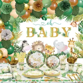 Dh-5fpl-5j97 Yhfndiys Safari Jungle Baby Shower Decorations For Boy Girl 258 Pcs Ani