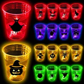 Pdylb-1-1 Yhfuisk Unbrands Halloween Glow In The Dark Party Cups With Horror Stickers For Night