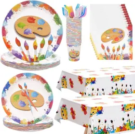 2513rzs1u0147oa054bicqe Yhomu 122pcs Art Party Supplies Serve 24 Painting Theme Tableware Kit Includes