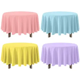 Ydk24023-4 Yidako 4pcs 84 Inch Round Pastel Tablecloths Mix Color