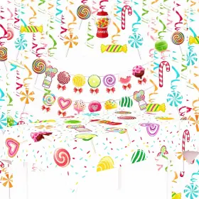 Yiiigoood 713749439528 30 Swirls And 1 Banner Tablecloth Candy Party Decoration Kit Lollipop