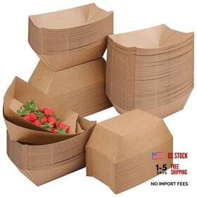 Yiksonyo 754197687420 200 Pcs 3 Lb Disposable Kraft Nacho Boat Trays Brown