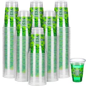 Yinder Lt-yinder-1452 16 Oz St Patricks Day Shamrock Cups Bulk Disposable Clear Green Plastic Drinkin