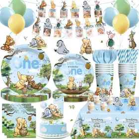 25-0002 Yingoto 171 Pcs Winnie 1st Birthday Decorations Tableware Set Party