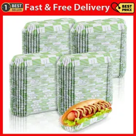 Yinkin 445030190155 300 Pcs Paper Hot Dog Trays 6 Inch Food Concession Stand S