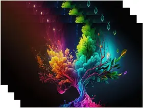 Upl-wpat-a011 Ynxtyb Placemats Set Of 4 Abstract Colorful Tree 12 18 Inch