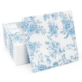Bnp04 Yochanda 100 Pack Blue Floral Cocktail Napkins Guest Hand Towels Disposable For Bnp04 Yochanda 100 Pack Blue Floral Cocktail Napkins Guest Hand Towels Disposable For