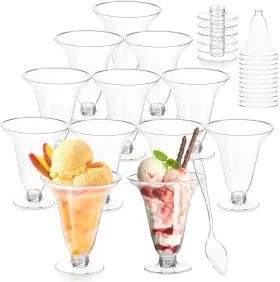 Yo-dessertcup-spoon-3oz-90p Yopay 90 Pack 3oz Mini Plastic Martini Glasses Dessert Cups With Spoons Dispos
