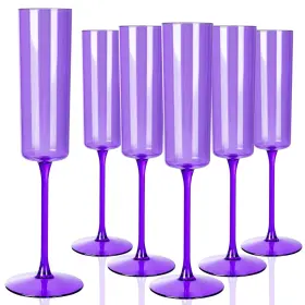 Youec27z-24 Youbet Purple Plastic Champagne Flutes 24 Pack 6oz Toasting Glasses For Party Wedding