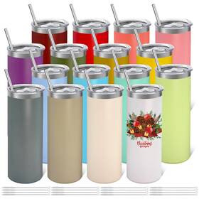 Youke Ola Pc16pc-16col 16 Pack Stainless Steel Skinny Tumblers Bulk Large Multicolor