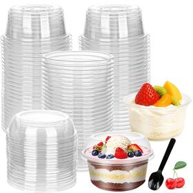 Ysglory We137 50 Pack 12 Oz Plastic Dessert Cups Clear Acai Bowls With Lids Disposable