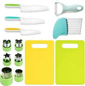 Kid-001 Yuanwovv 13pcs Montessori Kitchen Tools For Toddlers Safe Knives Inch White Green