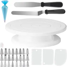 Yux-20250102-024 Yuixoseu 11 Inch Revolving Cake Stand Turntable - 32pcs White