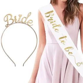 Yulips 709202355214 Bride To Be Sash And Headband Tiara Set Accessories For Bachelorette Party Br