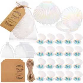 Tg-yungyan-1855 Yungyan 72 Pcs White Seashells Mermaid Birthday Party Decoration Favors 24 Plastic Se