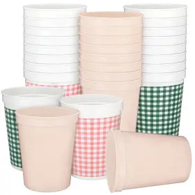 Tg-yungyan-2224 Yungyan 24 Pcs Camp Bachelorette Party Supplies Plastic Reusable Gingham Cups 16oz Gr