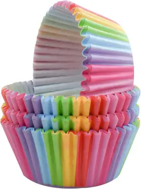203092 Yuntop 100 Pack Rainbow Cupcake Liners - Standard Size Greaseproof Paper