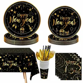 Yvhp0083 Yvaine 100pcs New Years Eve Party Supplies Disposable Dinnerware Happy Year Plat