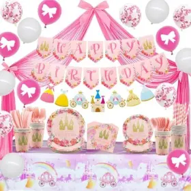 Ywediim 779566396727 Princess Themed Birthday Party Decorations For Kids Includes Plate Tableware