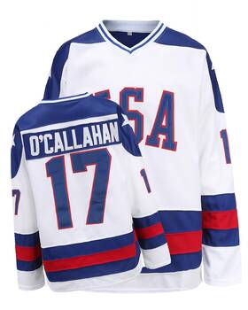 Ywies 794855202145 Youth Hockey Jersey Of Usa 1980 Olympic Team Jerseys #17 Jack Oftcallahan Stit