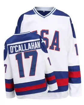 Ywies 794855202145 Youth Hockey Jersey Of Usa 1980 Olympic Team Jerseys #17 Jack Oftcallahan Stit