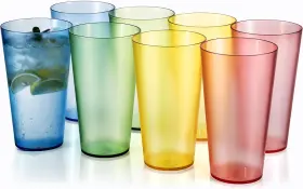 Zp04 Zainca Colorful 32oz Plastic Tumblers Set Of 8 Stackable Cups Bpa-free