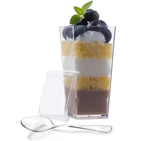Zappy 045079004986 100 3 Oz Mini Dessert Cups With Lids And Spoons - Clear Plastic Parfait