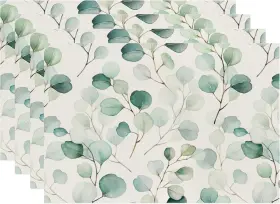 Zcp0015 Zchomi Eucalyptus Leaves Spring Placemats 12 Inch X 18 4pcs