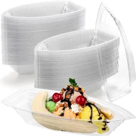 Zeayea 711181491685 150 Pack 8 Oz Banana Split Boat Plate Disposable Plastic Food Boats Foo