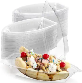 Zeayea 726084107472 120 Pack Banana Split Boat Plate 12 Oz Disposable Plastic Food Boats Fo