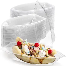 Ze-bananasplitboat-12oz-120p Zeayea 120 Pack Banana Split Boat Plate 12 Oz Disposable Plastic Food Boats G