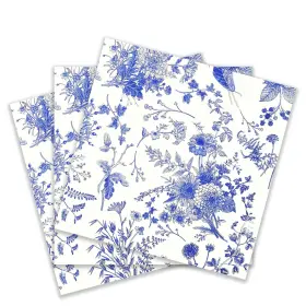 65412 Zelten 20-count Blue Vantage Floral Paper Party Napkins For Wedding Tea