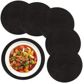 Placemats-1402 Zeonhei 15 Inch Round Braided Placemats Set Of 10 Black