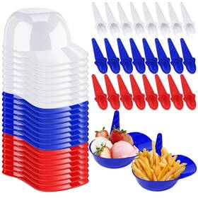 Zephiconn 029082005741 48 Pack Baseball Helmet Ice Cream Bowls With Spoons 8 Oz Mini Cap Dessert