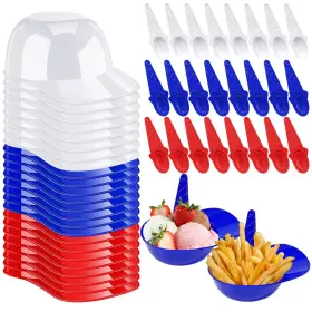 Zephiconn 029082005741 48 Pack Baseball Helmet Ice Cream Bowls With Spoons 8 Oz Mini Cap Dessert