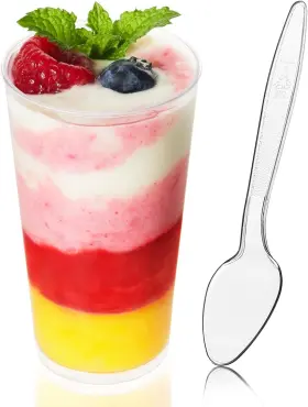 Zezzxu 705353219573 50 Pack 3 Oz Dessert Cups With Spoons Mini Shooter For Desserts Sm