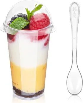 Zr057 Zezzxu 3 Oz Mini Dessert Cups With Lids And Spoons 50 Pack Clear Plastic Desser