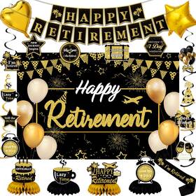 Zhaoqizeng Qq009 Retirement Party Decorations Black Gold Happy Supplie