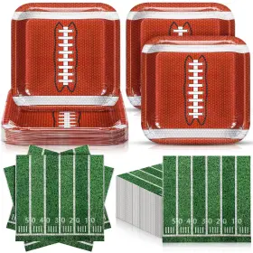 Duo-zhehao-2431 Zhehao 72 Pcs Football Paper Plates And Napkins Party Supplies Set Serve 36 7 Inch