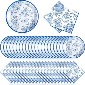 Duo-zhehao-3419 Zhehao 120 Pcs Disposable Paper Plates And Napkins Bulk Birthday Party Decorations W