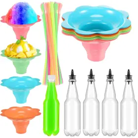 Duo-zhehao-49 Zhehao Shaved Ice Party Accessories Includes 5 Snow Cone Syrup Bottles With P