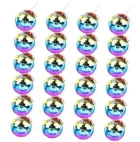 Zhuruimin 707091204668 25 Pcs Disco Ball Cups 20oz Party With Lid And 25pcs Rainbow