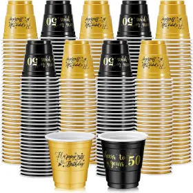 Jne-ziliny-0710 Ziliny 100 Pcs 50th Birthday Plastic Shot Glasses 2 Oz Cheers To 50 Years Disposable