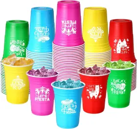 Jne-ziliny-1463 Ziliny 50 Pack Lets Fiesta Cups Cinco De Mayo 16 Oz Plastic Multicolor