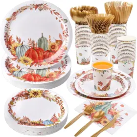 Jne-ziliny-4577 Ziliny 350 Pcs Fall Paper Plates And 9 Inches / 22.86 Cm In Diameter Orange Yellow