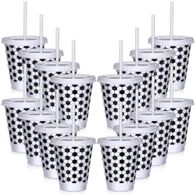 Jne-ziliny-543 Ziliny 12 Pcs Soccer Party Cups With Straws And Lids 16 Ounces White Black Jne-ziliny-543 Ziliny 12 Pcs Soccer Party Cups With Straws And Lids 16 Ounces White Black