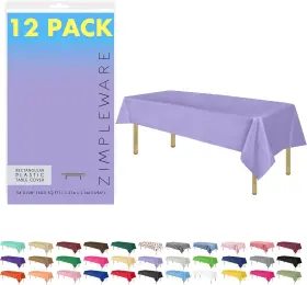 Zimpleware 313052091026 Premium Lavender Plastic Table Cloth Disposable 12 Pk