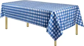 Zimpleware 744759482099 Blue Gingham Checkered 12 Pack Standard Disposable Plastic Party Picnic Tablecl