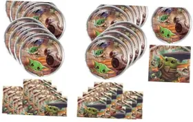 Ziroxi 768399617819 40pcs Baby Yoda Birthday Decorations Include 20 Plates Napkins For